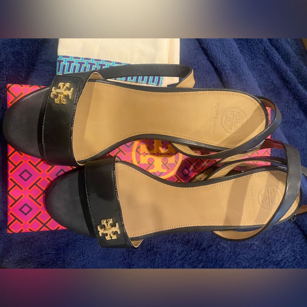 Tory Burch Black Kira 65MM Sandal with heel size 8.5